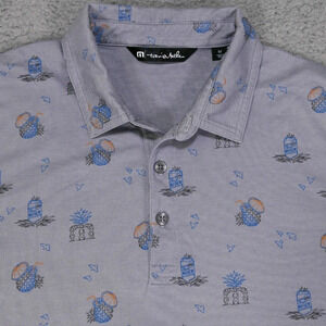 Travis Mathew Polo Shirt Men's Medium Gray Cocktail Performance Golf Tiki